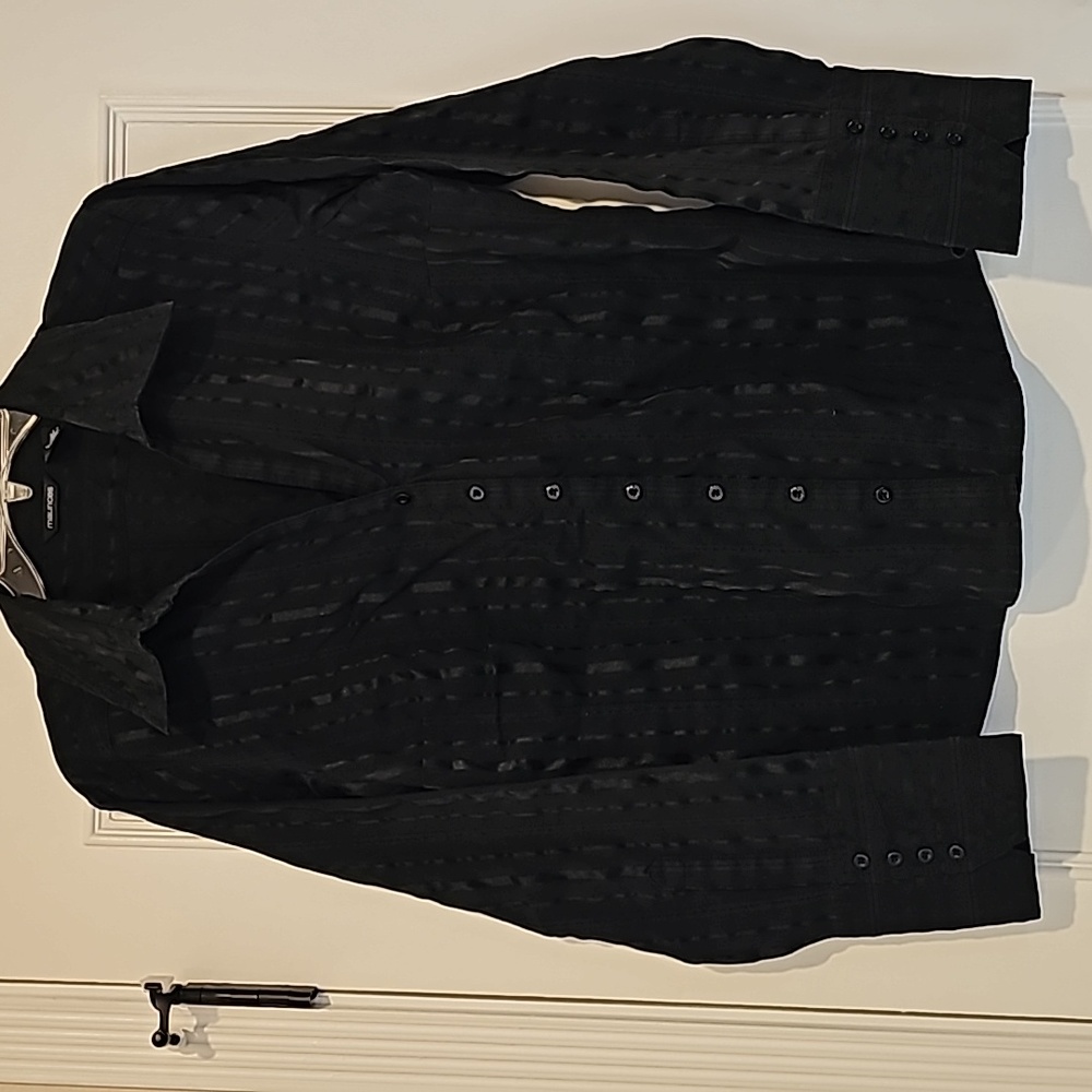 Maurices Black v neck button down blouse